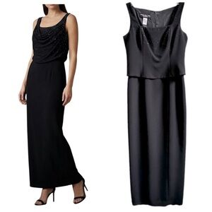 Jones New York Black Beaded Formal Evening Dress Size Small 4 Classic Black Tie